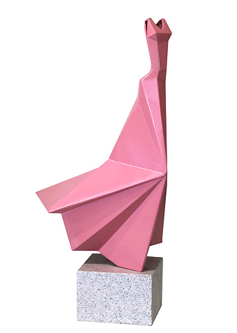 Anna Korver nz sculptor, pink steel dress figure